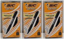 Bic Soft Feel Retractable Medium Ball Pen Pen Black Ink Black Lot of 36