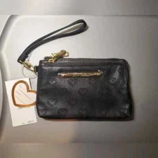 Betsey Johnson Black Heart Double Zip Wristlet