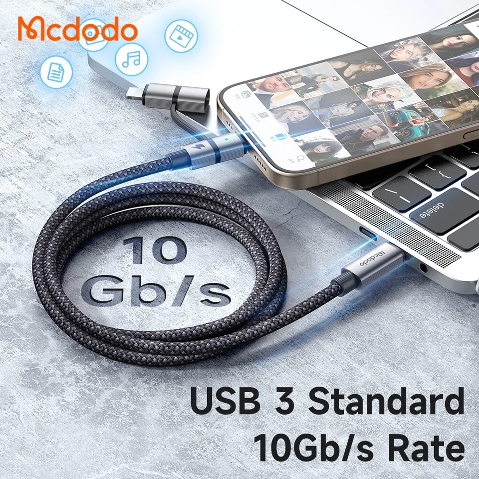 Mcdodo 2 in 1 100W 5A Type C To iPhone Fast Charging Cable For iPhone &Samsung - Image 3 of 4