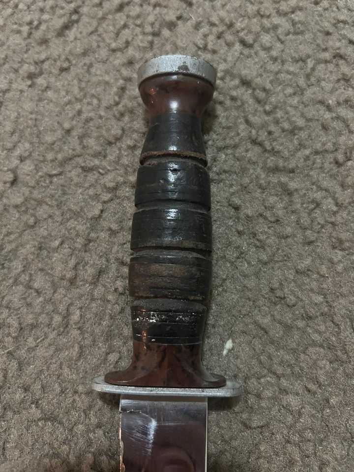 Cuchillo de combate Ka-Bar Olean NY EE. UU. Militar de colección hoja fija funda de cuero Foto 4 de 4