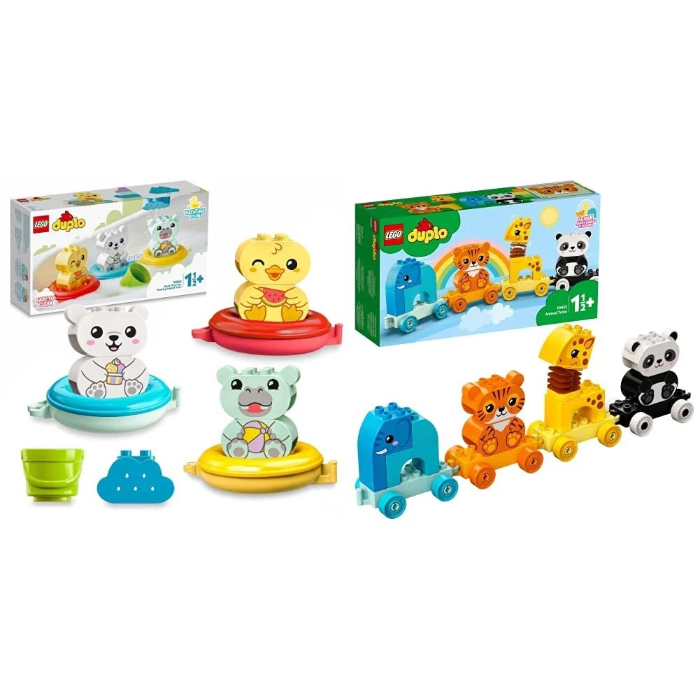 LEGO DUPLO My First Animal Train 10955, Toys for Toddlers and Kids 1.5-3  Years Old with Elephant, Tiger, Panda and Giraffe Figures, Learning Toy