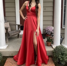 prom dress size red homcoming slit