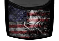 Realistic Medusa Snakes Truck Hood Wrap Vinyl Car Graphic American Flag Decal
