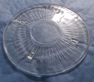 Tortenplatte Kuchenplatte mit 4 Füßen Glas mit Muster Ø ca. 32 cm Höhe ca. 2 cm