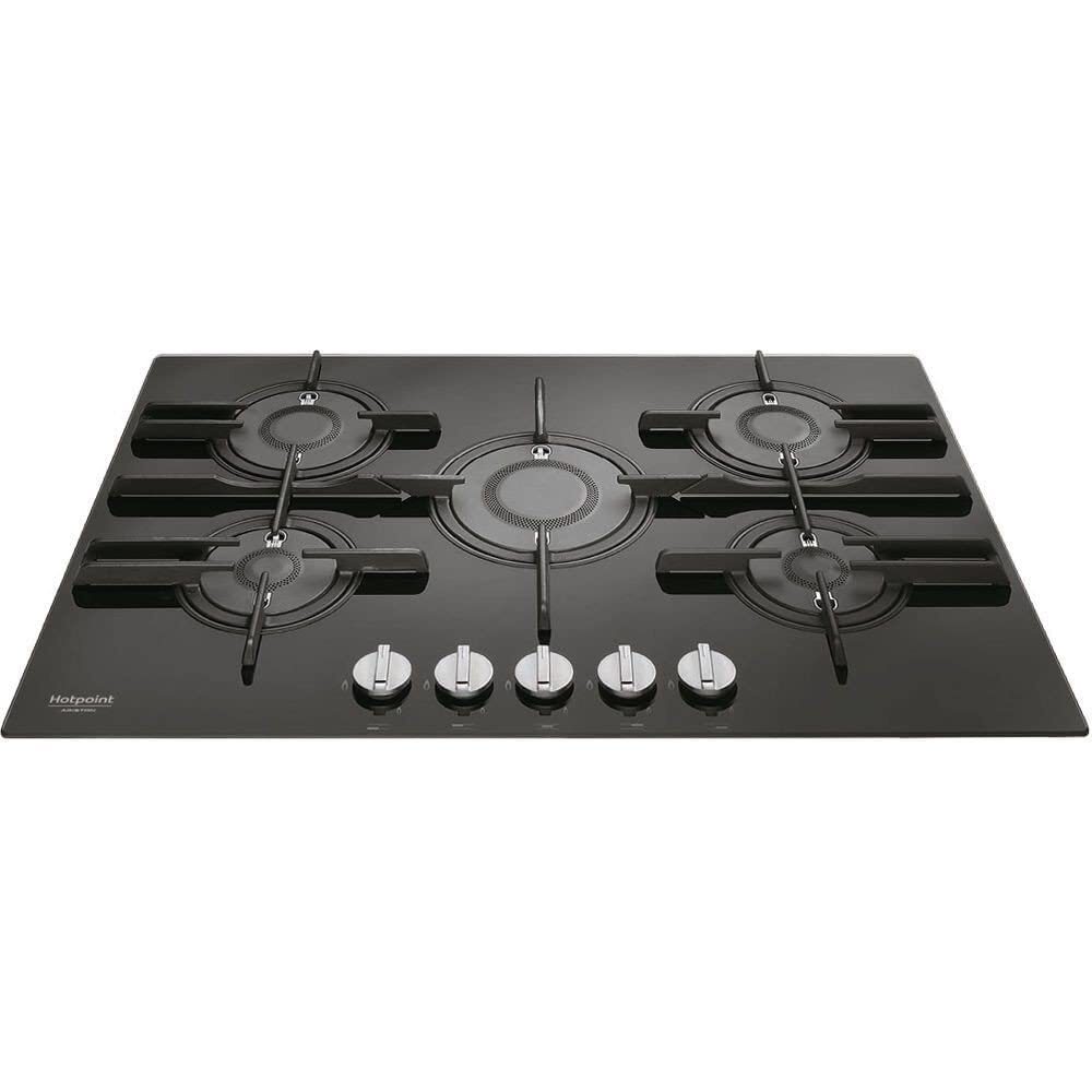 Piano Cottura 5 Fuochi Nero a Gas 75 cm Incasso Hotpoint Ariston FTGHG 751D BK