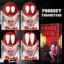 4 Size Vampire Teeth Set Halloween Costume Realistic Fake Denture with Adhesive