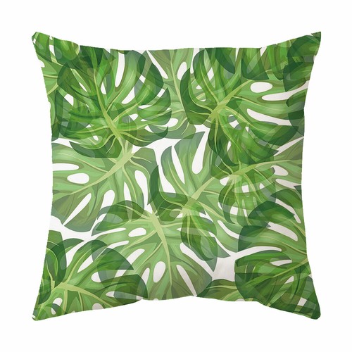 Summer Monstera Palm Leaves Seamless Throw Pillow Case Soft Velvet Cushion Cover - Picture 29 of 58