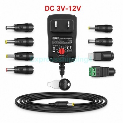 12W 3V-12V Universal AC Adapter Power Supply Wall Charger Cord for DC Charger