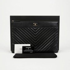 Lambskin Mademoiselle Large Clutch With Gold Accents Women Black One Size