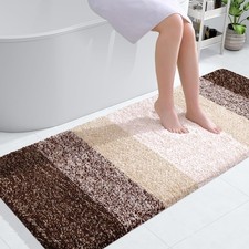 OLANLY Large Bathroom Rugs Mat 54x24, Extra Soft Absorbent 54" X 24", Brown
