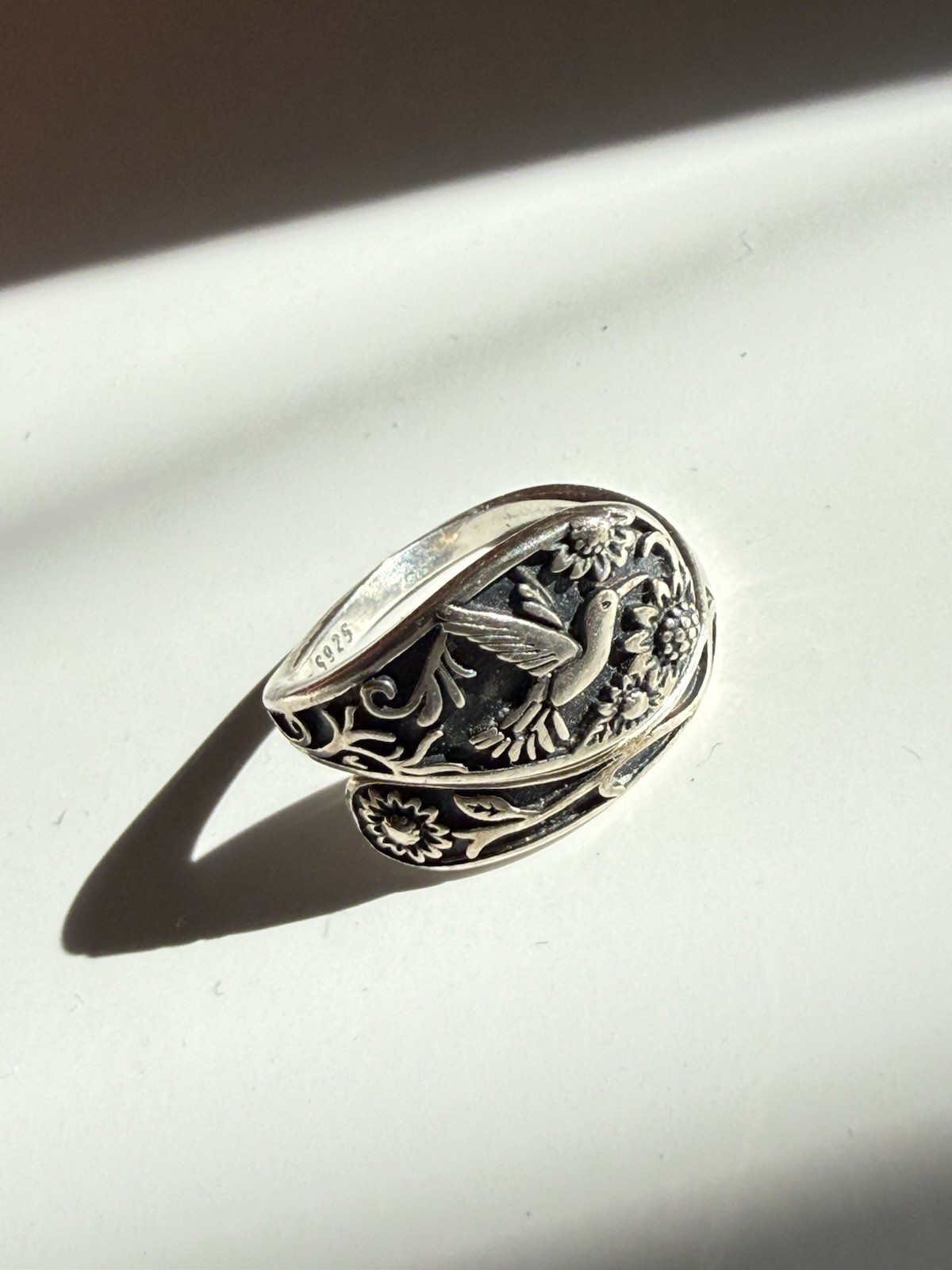 Sterling Silver Wrap Ring spoon Adjustable 4.5 -6… - image 1