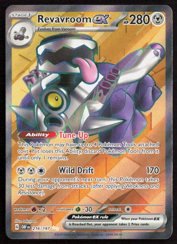 Pokemon Revavroom ex Ultra Rare 216/197 Obsidian Flames Holofoil NM
