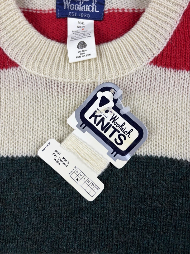 Vintage Woolrich Sweater Men’s Size Medium Wool Knit Hudson Bay Striped 80s NEW - Image 4 of 4
