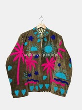 Uzbek Handmade Suzani Jacket Velvet Outerwear Hand Embroidery Suzani Jacket