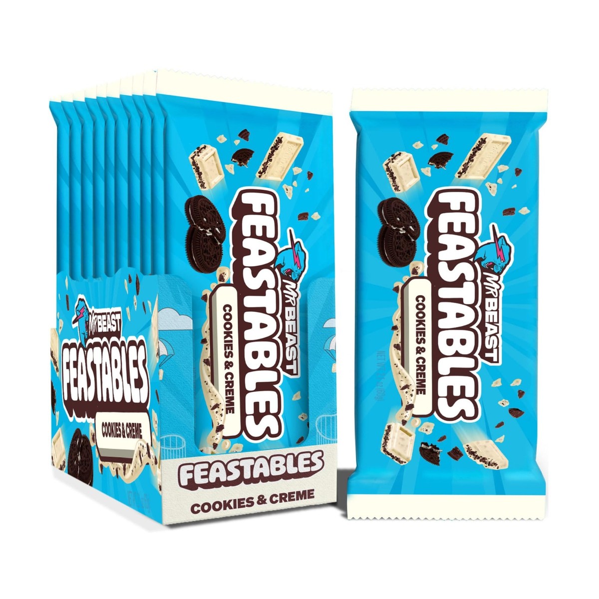 Feastables MrBeast Cookies & Creme Chocolate Bar, New Flavor, King