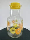 Vintage 1970S Pyrex Juice Carafe Pitcher Lid Citrus Print 2 Qt Lemons Oranges