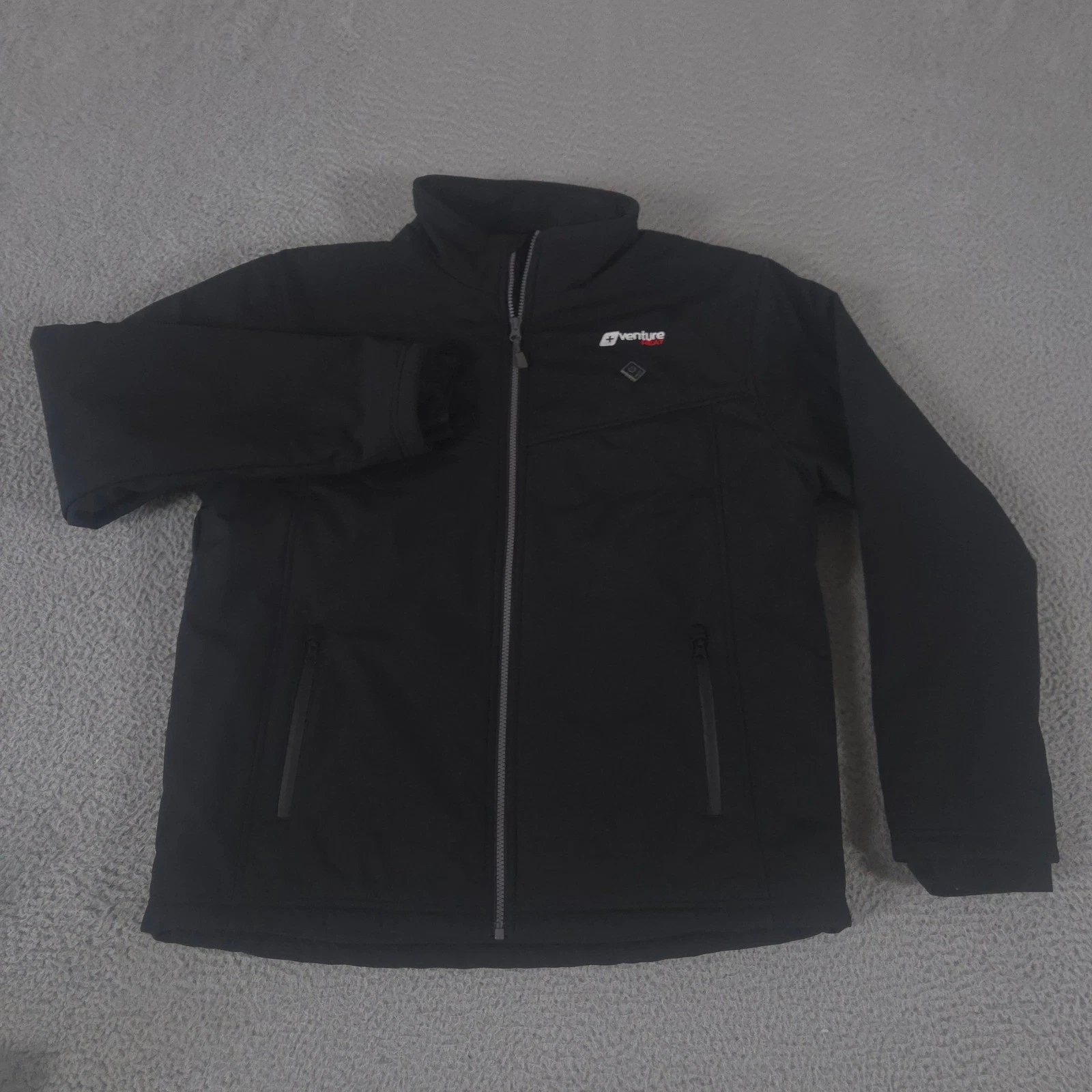 Venture Heat Jacket Mens Large Black Softshell Heated Full Zip Water Resistant