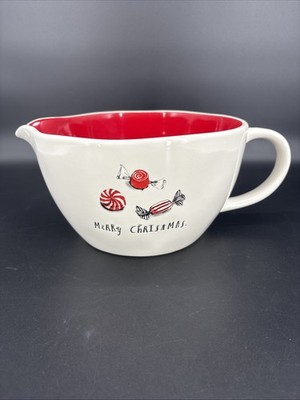 Rae Dunn Merry Christmas 12 x5'' Batter Mixing Bowl Peppermint Candy Farmhouse