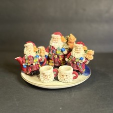 '95 Scottish Santa C F Enterprises Miniature Tea Set Christmas Teapot Mugs Plate