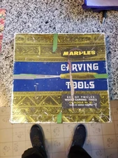 VINTAGE MARPLES No. 60 WOOD CARVING TOOLS CHISELS SET OF 12 IN ORIGINAL BOX