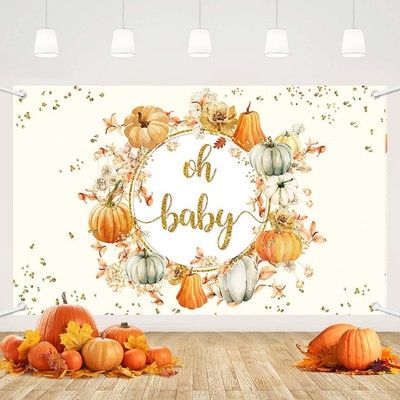 Autumn Little Pumpkin Oh Baby Banner Fall Baby Shower Decorations Maple Leaves P