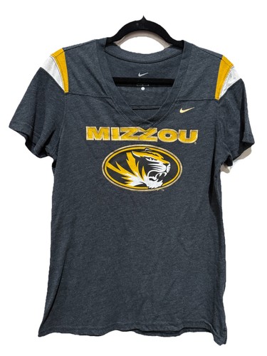 Missouri Tigers MIZZOU UNIVERSITY Nike Shirt T-shirt Womens Large Gold/Gray - Picture 2 of 9