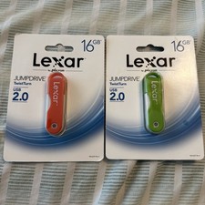 Lot Of 2 Lexar by Micron 16GB TwistTurn Jump Drives USB 2.0 Brand New