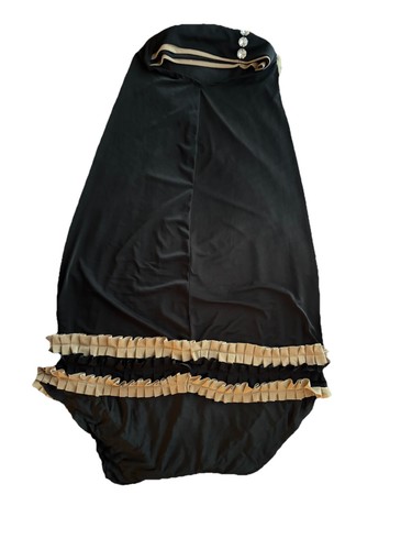 Black One Piece Slip-On Pattren Muslim Hijab Head Wear Cover Scarf Islamic Dress