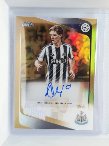 2025-26 Topps Chrome UCL Anthony Gordon, Newcastle, Gold Auto #13/50 (#CA-GO)