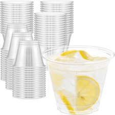 100 Pack 9 oz Clear Plastic Cups Sturdy  Food Safe Disposable Plastic Cups Wine