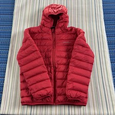 Eddie Bauer Jacket Kids Medium 10/12 Red Hooded Down Puffer Coat Full Zip Youth