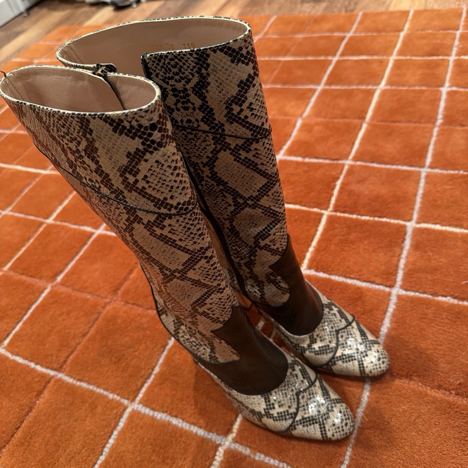 Gucci Snakeskin Python Leather High Heel Boots Si… - image 2