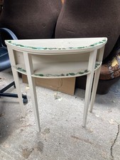 Half Moon Semi Circle Hall Console Side Table Shelf Vintage Retro Cream Painted