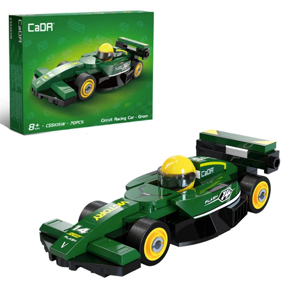 CaDA C55105W Mini Green Circuit Racing Car Plastic Brick Set - Image 3