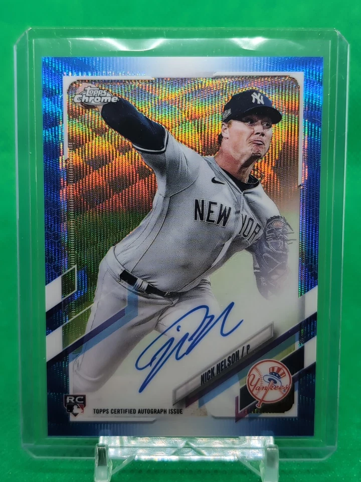 NICK NELSON 2021 TOPPS CHROME ROOKIE BLUE WAVE REFRACTOR AUTOGRAPH AUTO RC /150! - Image 2 of 4