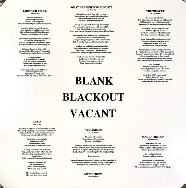 🩹POISON IDEA🩹 Blank Blackout Vacant Dbl LP YELLOW /120 TKO RE 2020 YDI DYS KBD - Image 4 of 4