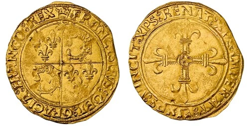FRANCE Francois I (1515-47)-Flower Ecu d'Or au soleil du Dauphine NGC MS63 Lyon