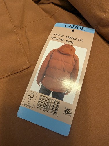 Levi's Strauss Full-Zip Snap Quilted Hooded Parka Coat Brown Men's Sz Large NWT - Picture 8 of 15