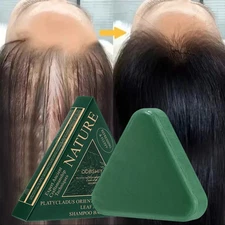 Usman-Grass Cypress Leaf Shampoo Bar Nature Triangle Shampoo Soap Deep Cleansing