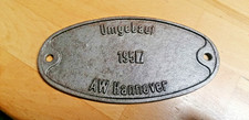Waggonschild - AW Hannover - Umgebaut - 1957 - (verm.HANOMAG)  Eisenbahnschild