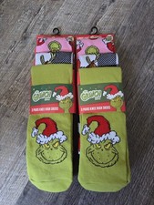 Dr. Seuss The Grinch Holliday Crew Socks 3 Set New lot of 2