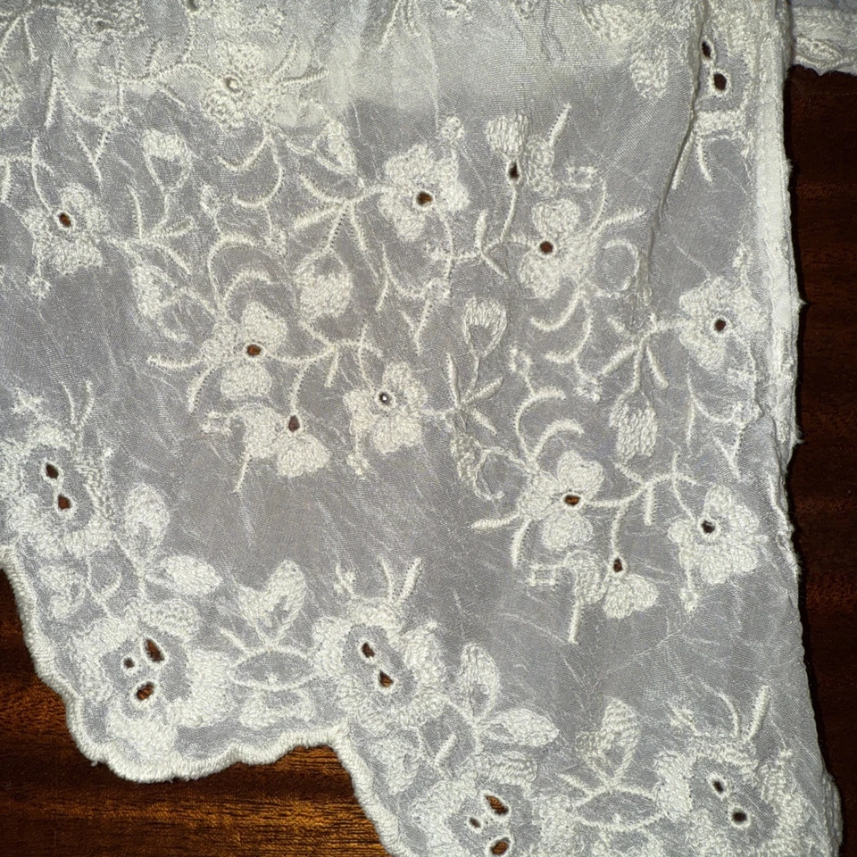 Johnny Was S Marfil Crudo Kimono Sedoso Bordado y Encaje Chaqueta Playa Boda Envoltura Foto 3 de 4