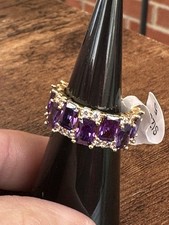 Full Hearts Of Love - RG14132 - Amethyst- Gold - Bomb Party - Size 5 Ring