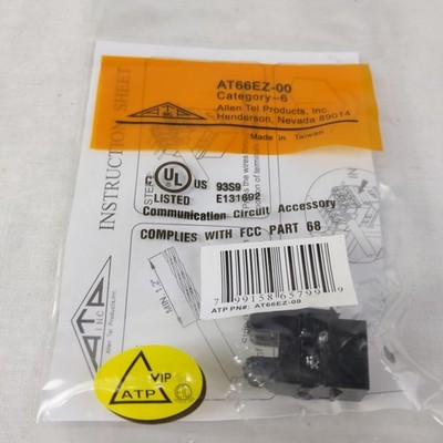 Allen Tel AT66EZ-00 E-Z Outlet Jack with 1 Port, TIA/EIA 568-B.2-1 / T568A
