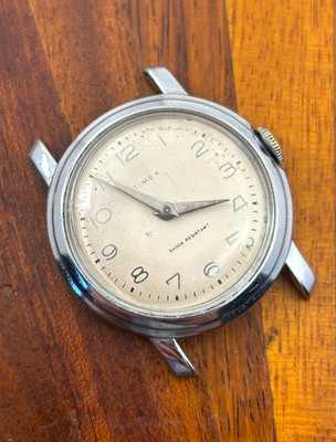 Vintage Timex Winding Watch Men 1950's Mercury Silver Tone 34mm Running