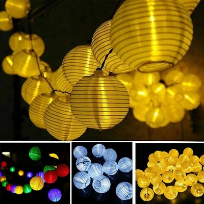 3,5/5,3/6,5M Solar LED Lampion Lichterkette solarbetrieben Party Licht LED Außen - Bild 1 von 4