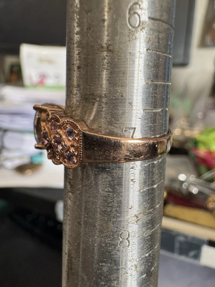 10K Rose Gold Pink Morganite Solitaire w Pink Sapphire Accents Size 7 - Image 4 of 4