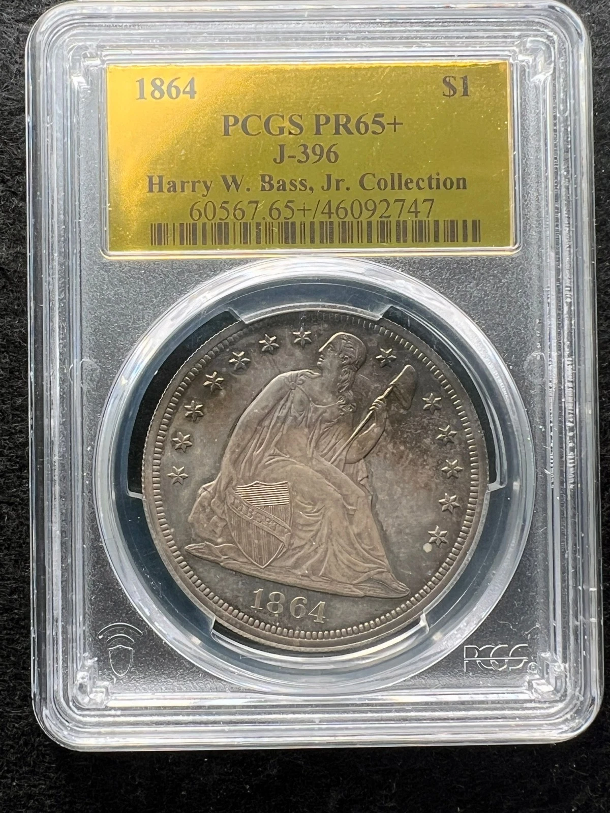 1864 Pattern J-396 Silver $1 PCGS PR65+ BASS JR COLLECTION