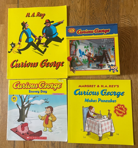 Curious George 100 piece Jigsaw Puzzle, 3 PB Books GOOD-NEW Condition