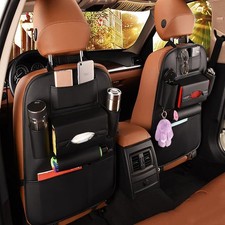 2Pack PU Leather Premium Car SeatBack Organizer Travel Accessories Kick mats Bac